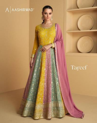 AASHIRWAD TAREEF 9971 TO 9973 DESIGNER GEORGETTE GOWN WHOLESALER IN INDIA